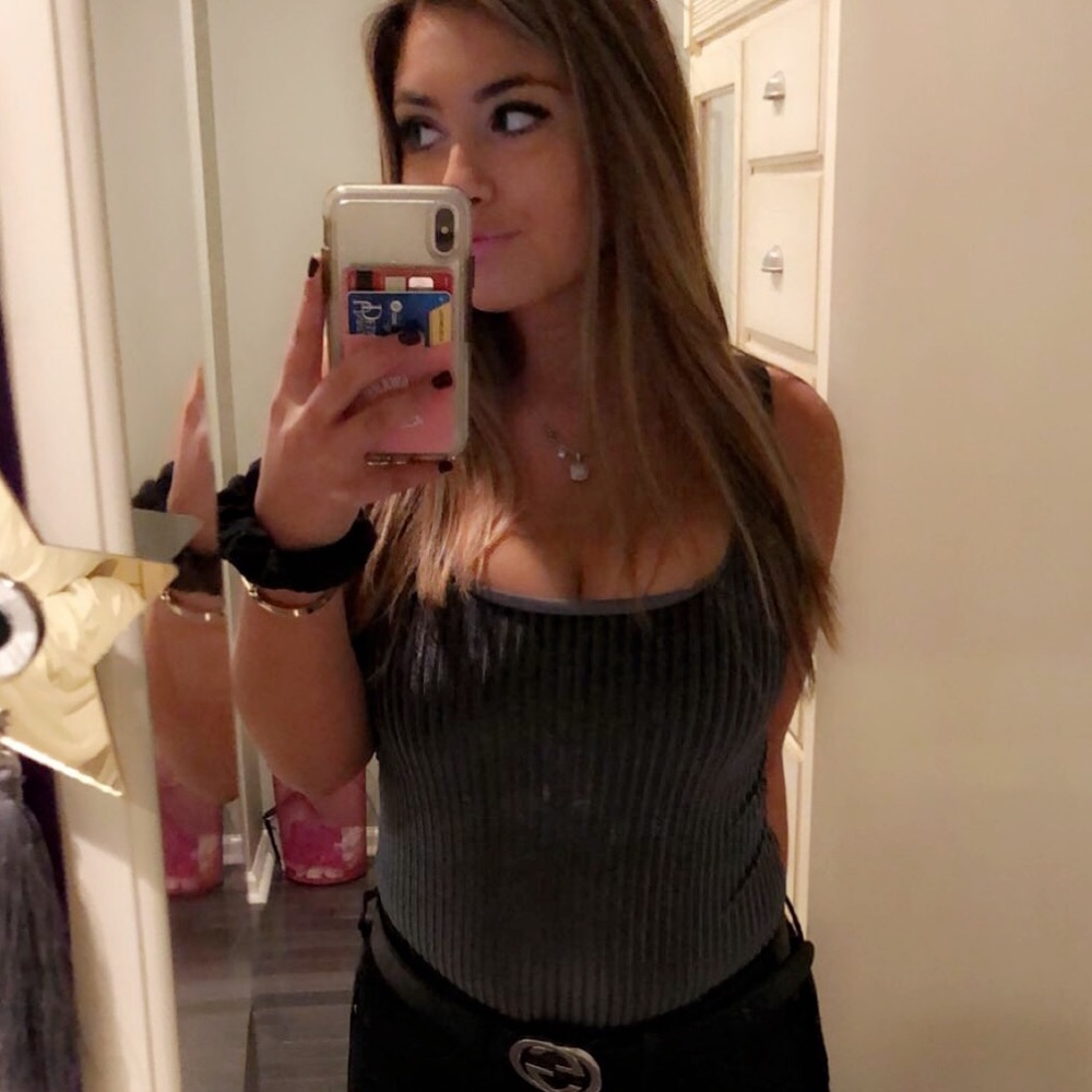 Grey velvet bodysuit